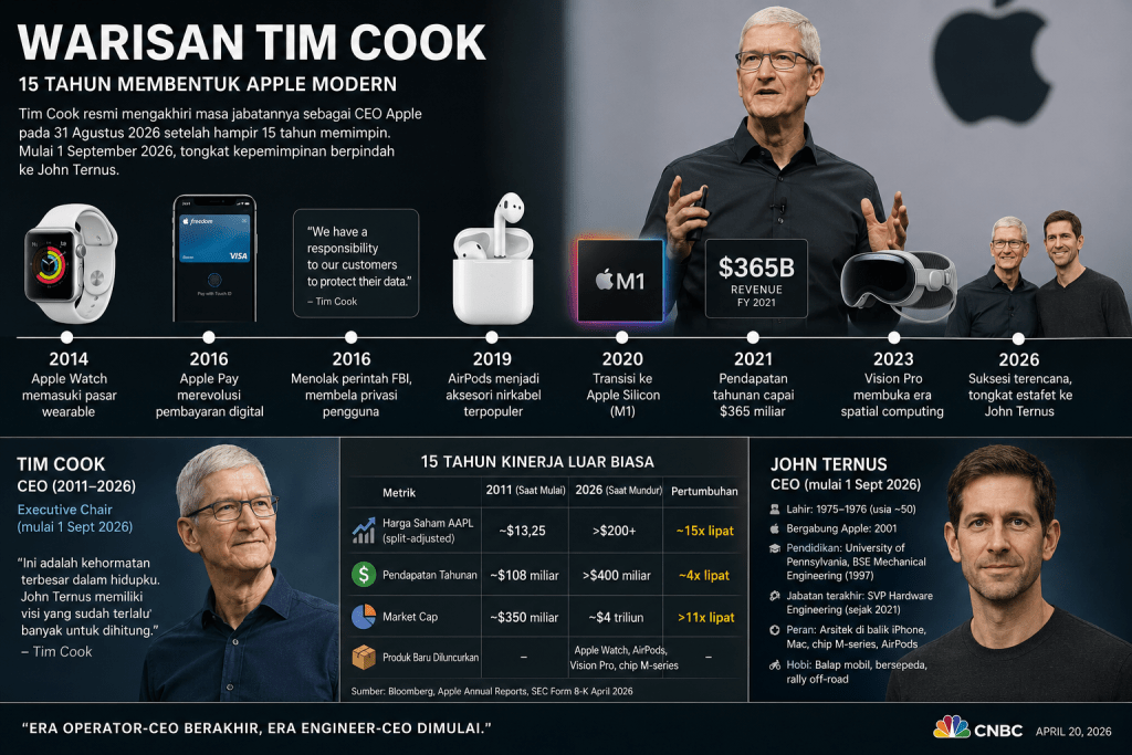 Era Tim Cook ditandai ekspansi besar Apple di berbagai kategori.