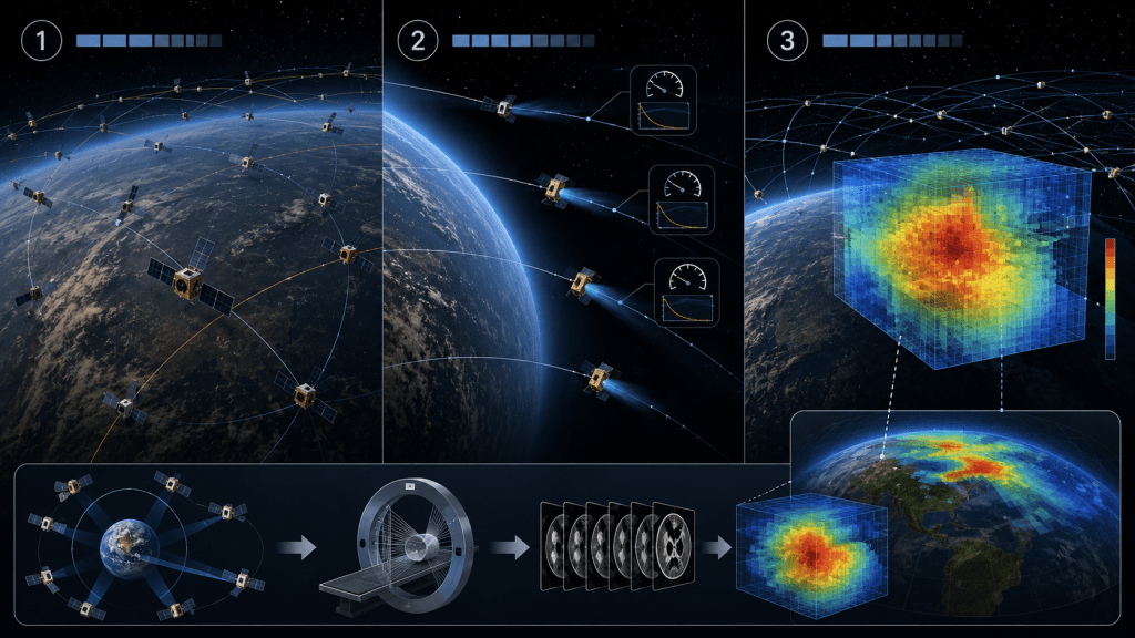 Cara kerja tomografi menggunakan data orbit satelit Starlink