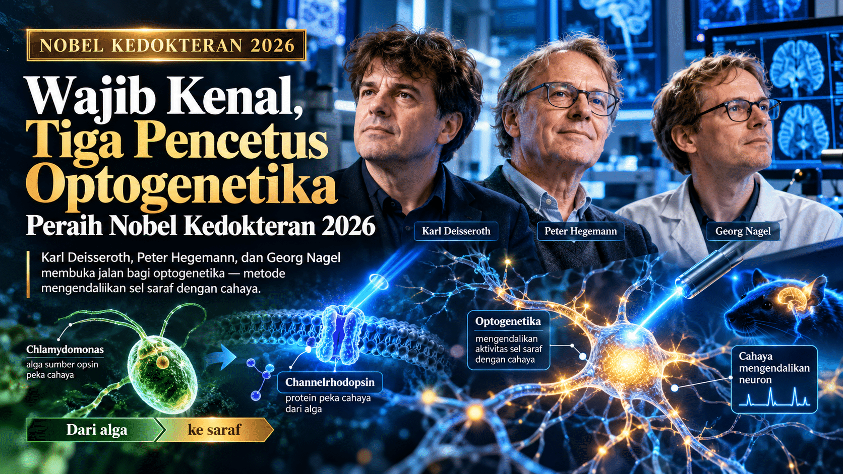 Wajib Kenal, Tiga Pencetus Optogenetika Peraih Nobel Kedokteran 2026